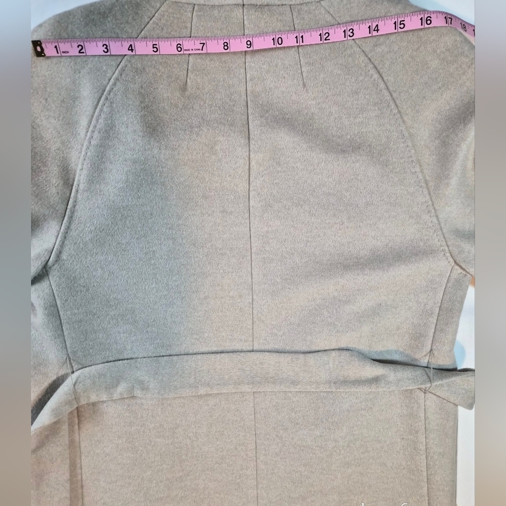 ​J. Peterman Wool Cashmere Belted Wrap Trench Coat - 16 - Picture 7 of 8